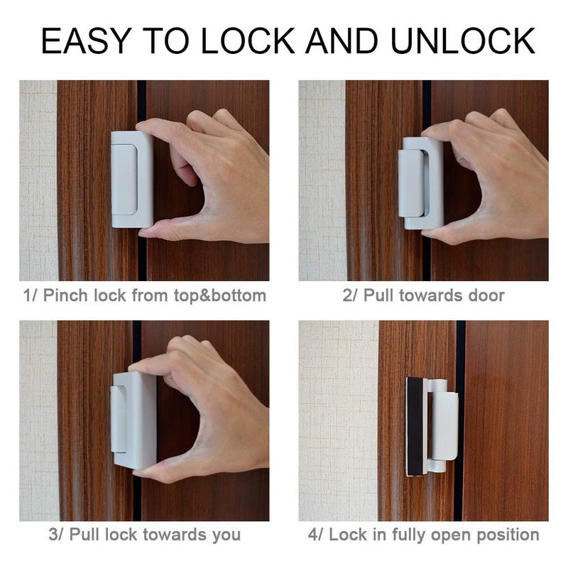 TOYFUL 4 Pack Door Reinforcement Locks with 16 Screws, Home Security Door Lock Stop for Toddler, Childproof Door Lock Night Lock Withstand 800 Lbs White - Image 4